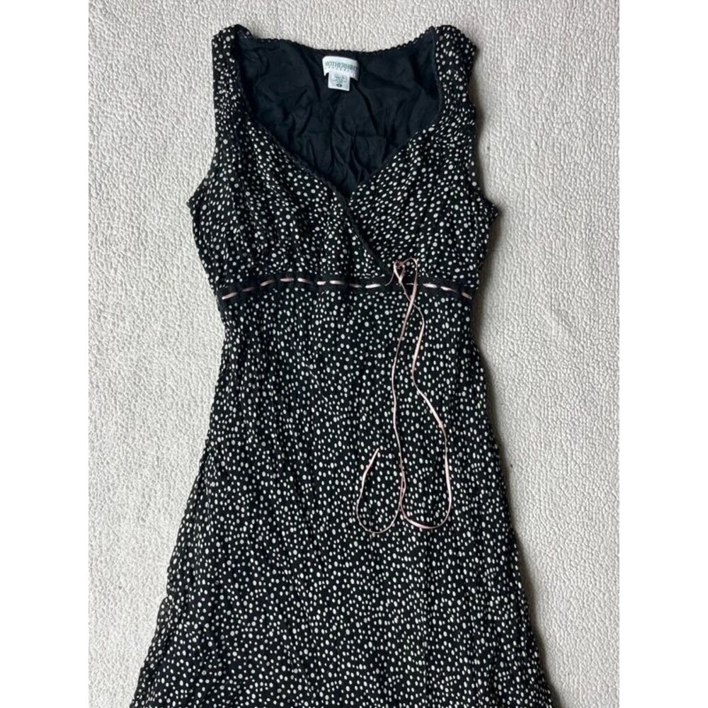 Vintage 90s Motherhood Maternity Black Polka Dot Midi Dress Womens Small